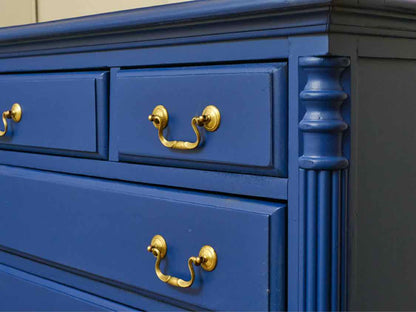 'Encore Blue' Finish Mahogany 6 Drawer Dresser