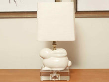 White Bunny Lamp With White Linen Shade