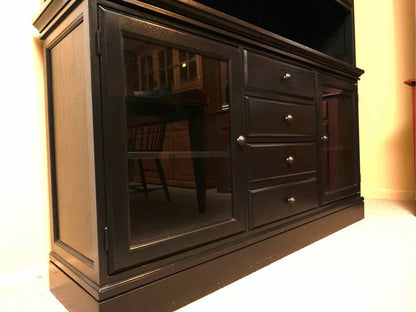 Pottery Barn Black Finish Hutch with 4 Glass Doors