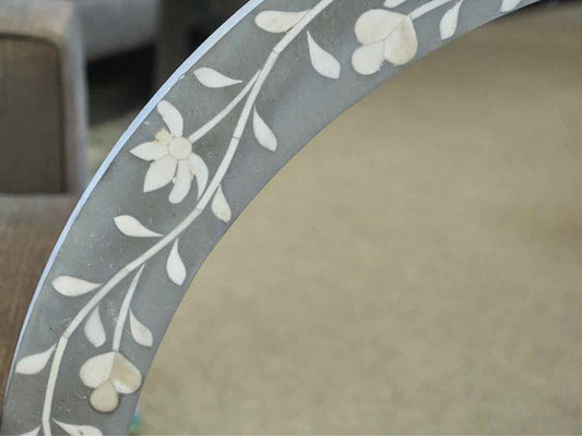 Nicole Miller  35" Round Bone Inlay Mirror