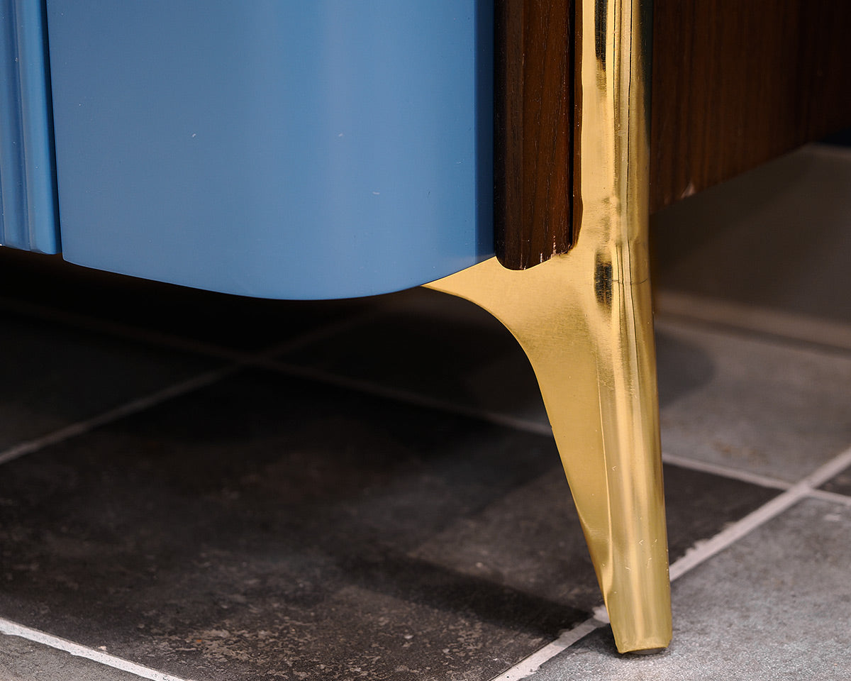 MCM Reeded Cabinet With Stone Top