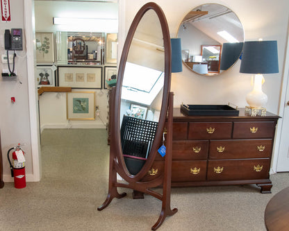 Dovetail Solid Maple Cheval Mirror in Dark Cherry Finish