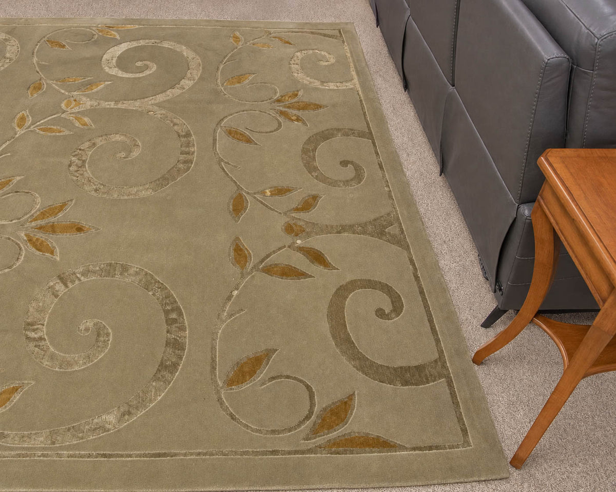 Grey, Green & Gold Area Rug