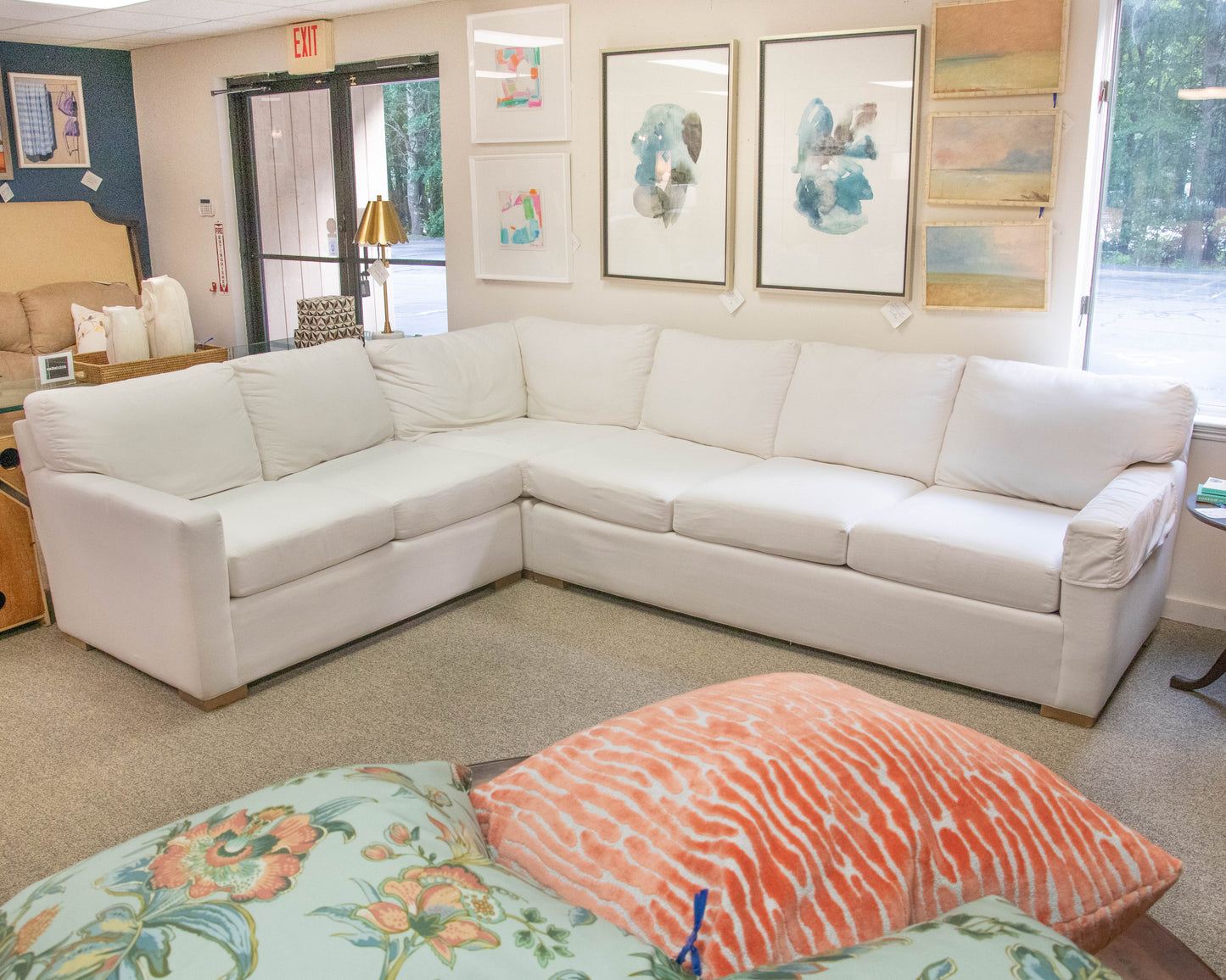 CR Laine White Upholstered 6 Piece Sectional Sofa