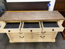 Distressed 9-Drawer Dresser in Off-White