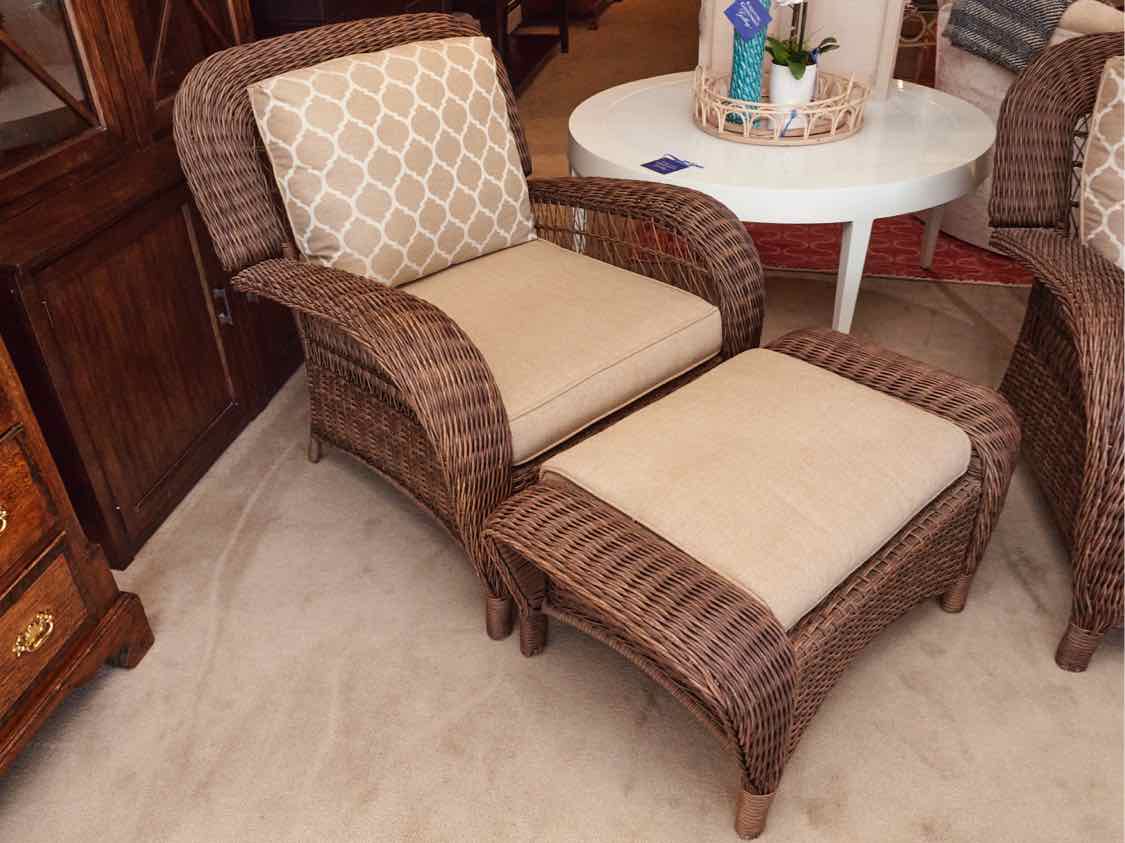 Set of Hampton Bay 'Beacon Park' 3 Season Wicker ,Sofa,Pair of Chairs & Ottoman