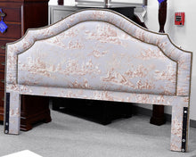 Custom Toile Fabric King Bed