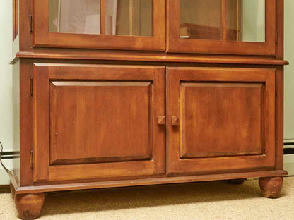 Ethan Allen Cherry 2 Glass Door 3 Glass Shelf 2 Lower Doors  Display Cabinet