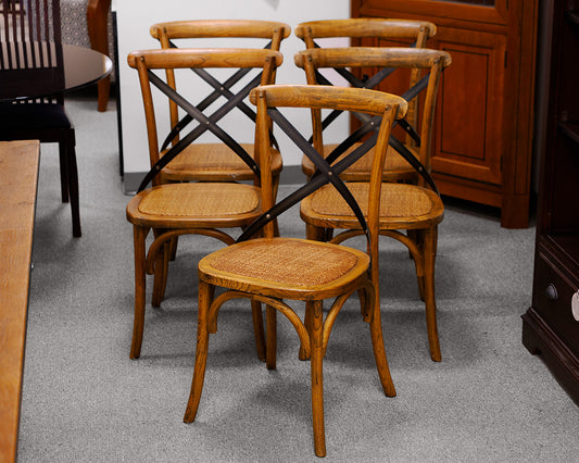 Set of Five Arhaus Cross Back Dining Chairs