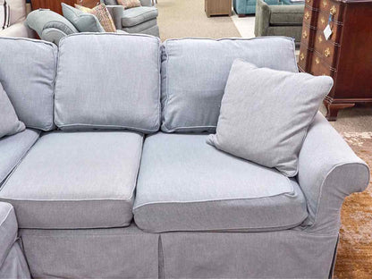 Rowe Slipcover Roll Arm Sectional in Blue