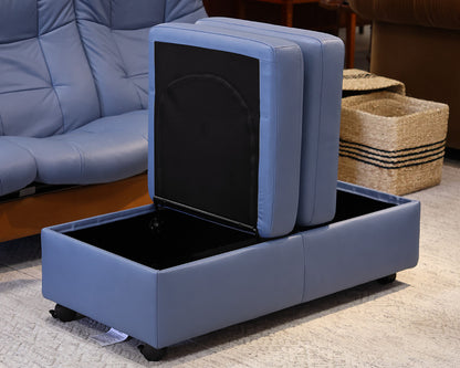 Stressless Paloma Blue Sparrow Sofa and Ottoman