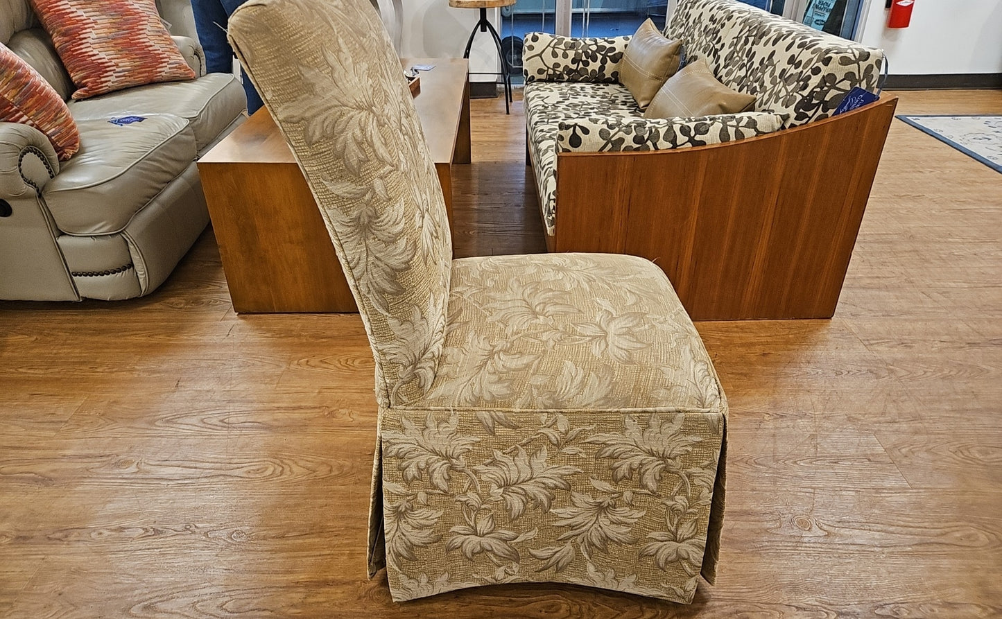 Set of 6 Dining Chairs in Gold Floral Fabric
