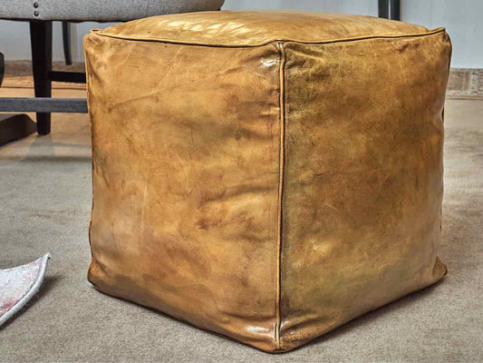 Leather Cube Ottoman