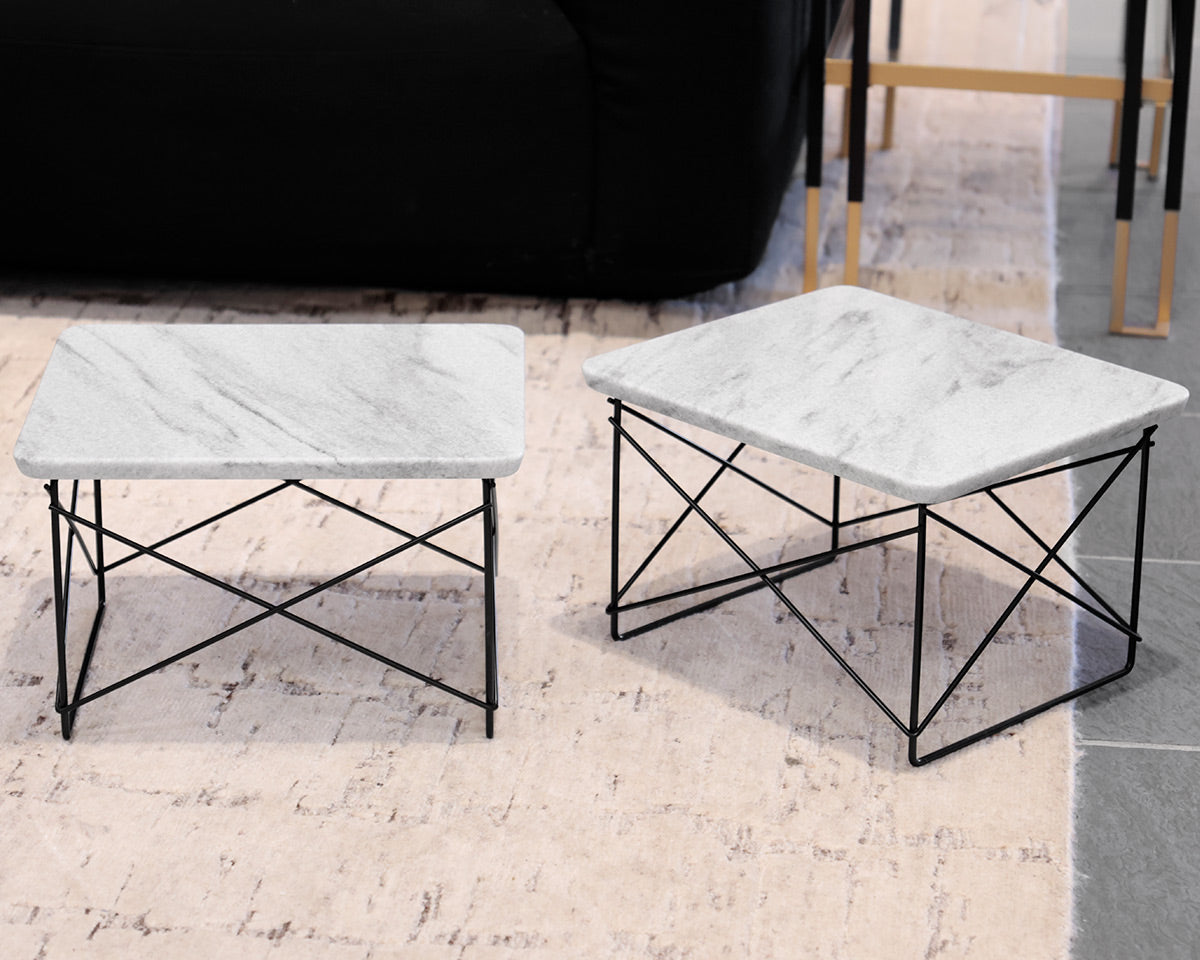 Pair of Eames Stone Top Side Tables