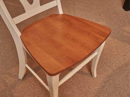 Maple Top Cream Finish Pedestal Table & Leaf & 4 Chair Set