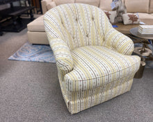 Pair of Lee Industries Striped Floral Upholstered Swivel Chairs