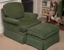 Norwalk Emerald Green Upholstered Chair with Skirt & Matching Ottoman