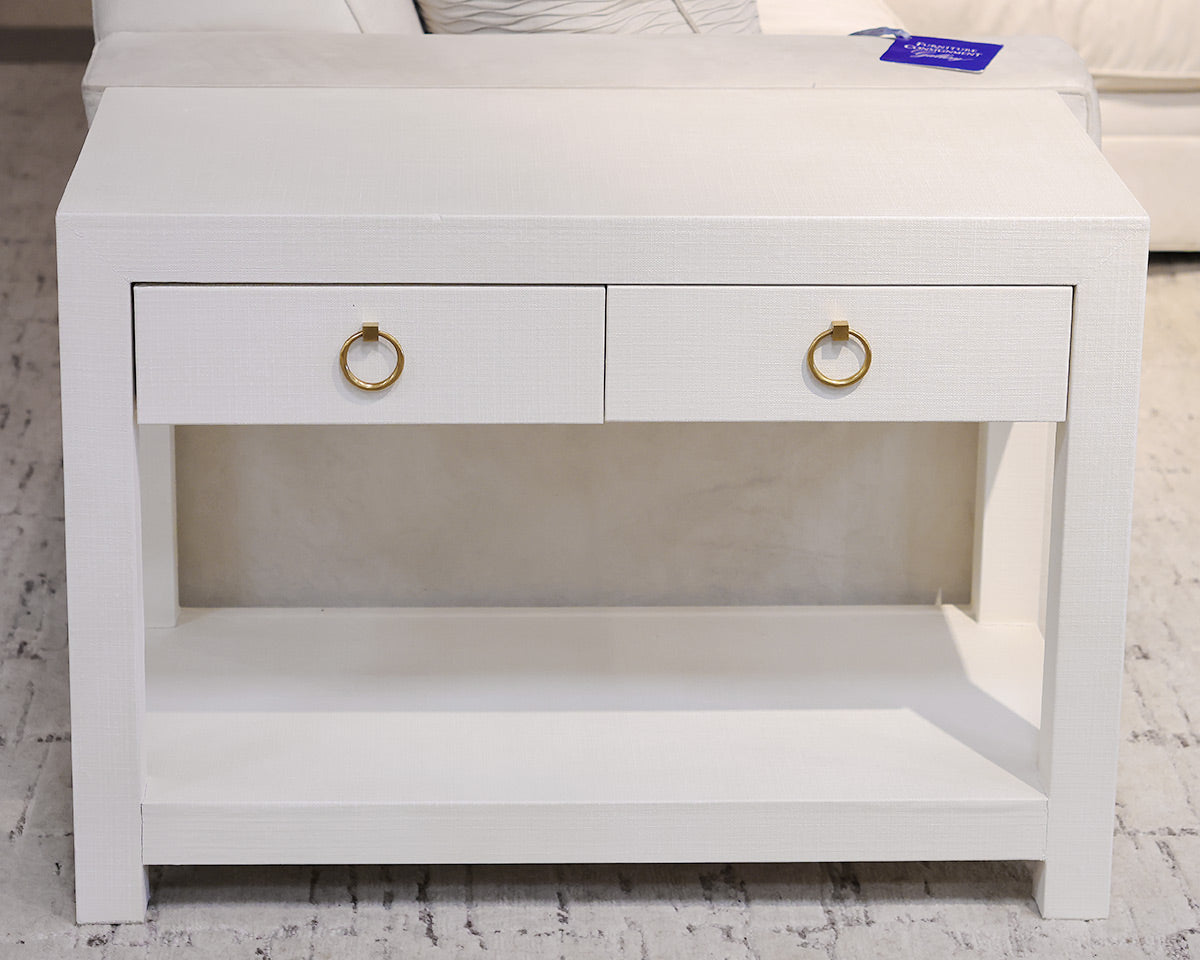 Serena & Lily White Linen Wrapped Nightstand