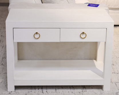 Serena & Lily White Linen Wrapped Nightstand