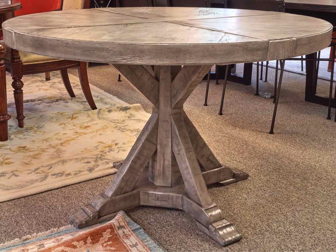 Round Gray Wash Oak Dining Table