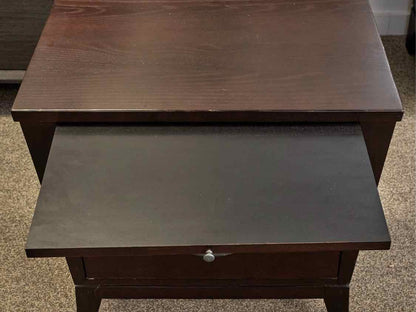 Ethan Allen Two-Drawer Nightstands with Pullout Shelf in Espresso Finish Oak