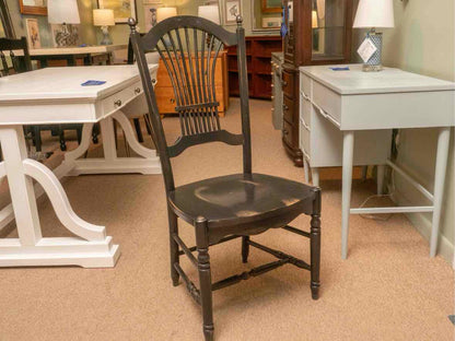 Set Of 6  Distressed Black Finish  Fan Back  Dining Chairs