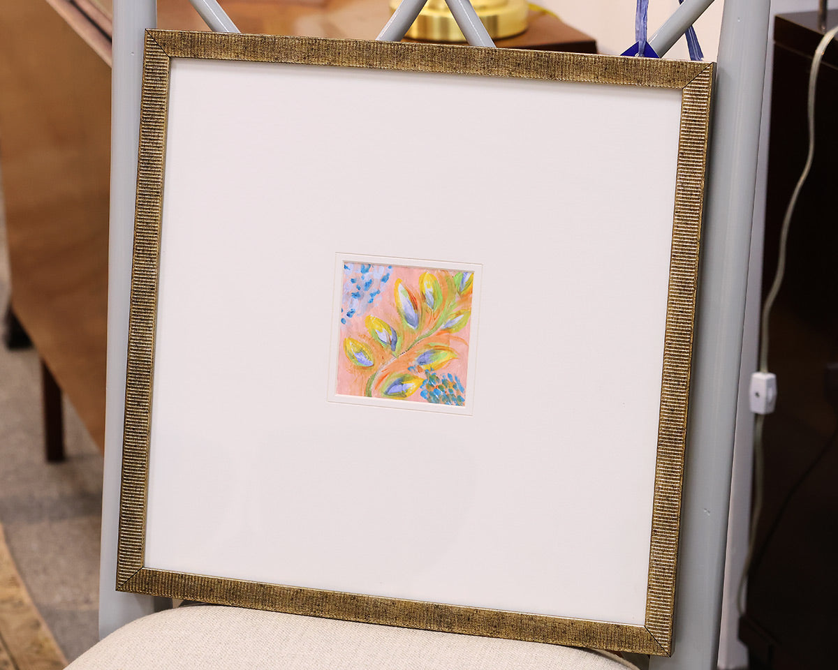 "Botanica II A" Matted Print in Distressed Antique Gold Frame