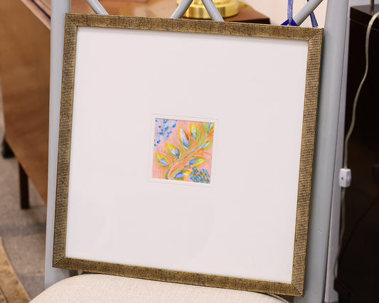 "Botanica II A" Matted Print in Distressed Antique Gold Frame