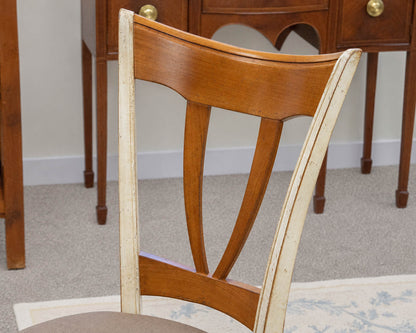 Set of 8 Dining Chairs in Cherry & White Finish with Upholstered Seats