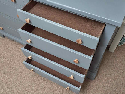 Colonial Blue Finish 8 Drawer Dresser with Natural Wood Knobs Furniture Consignment Gallery Colonial Blue Finish 8 Drawer Dresser with Natural Wood Knobs Furniture Consignment Gallery