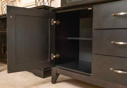 Bermex Wipestain Black Finish 2 Piece China Cabinet with 2 Glass Doors