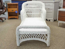Coastal White Wicker Chaise Lounger