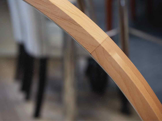 Round Light Wood Frame Mirror