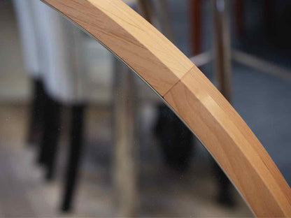 Round Light Wood Frame Mirror