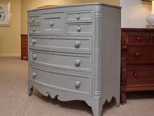 Antique Carved Column Accent 8 Drawer Dresser In 'Beach Pebble Gray'Finish