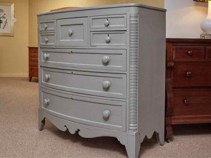 Antique Carved Column Accent 8 Drawer Dresser In 'Beach Pebble Gray'Finish