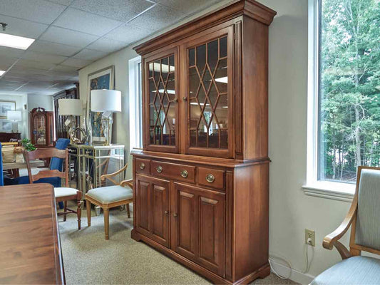 Nichols & Stone Cherry China Cabinet with Lighted Hutch