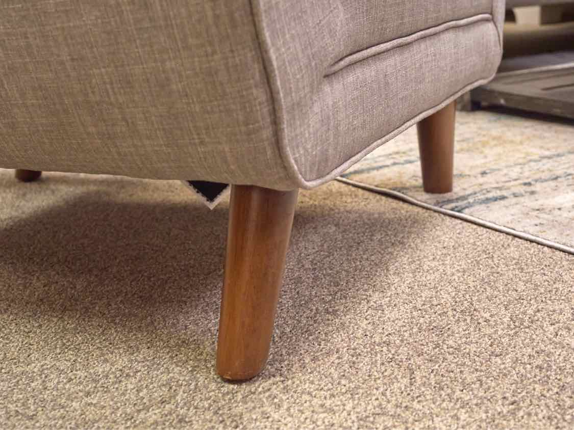 Contemporary Grey Upholstered Arm Chair with Button Back