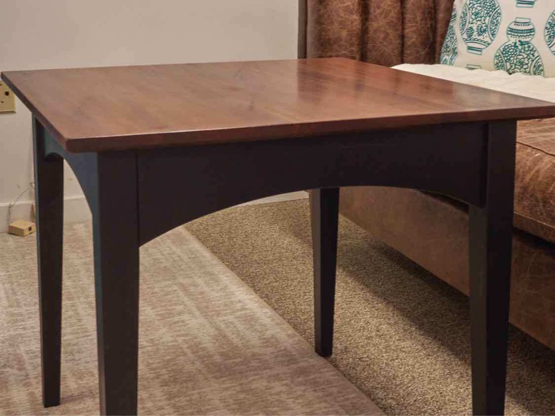 Ethan Allen Cherry Top Side Table with Black Base