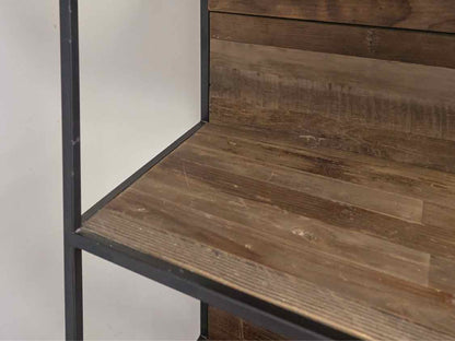 Industrial Metal & Wood Four Shelf Bookcase