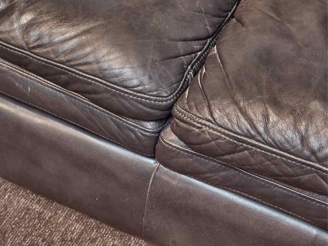 Dark Grey Leather Loveseat