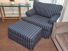 Rowe  Navy & White Stripe Fabric Chair & Ottoman