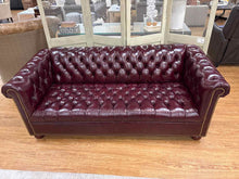Burgundy Tufted Leather Chesterfield Sofa