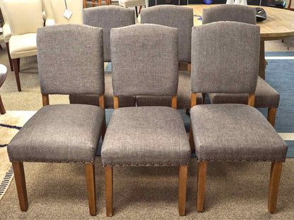 Set of 6 Grey Heather Parsons Dining Chairs on Driftwood Finish Legs