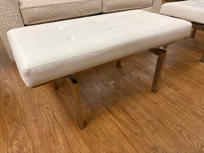 Nuevo 'Louve' Chrome and White Leather Bench