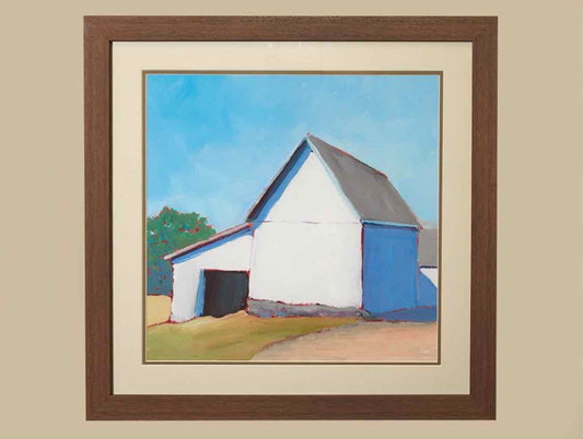 "Homestead Barn II A" Matted Print in Distressed Dark Wood Frame
