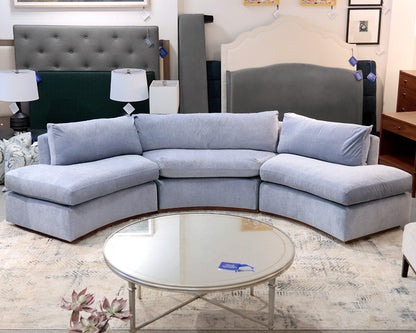 BH Home Custom 3-Piece Curved Light Blue Sectional