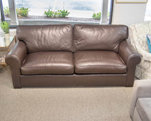 Baker "Coach Legacy" Dark Chocolate Leather Roll Arm Sofa