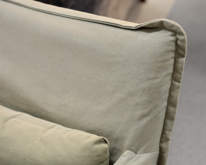 Pair of 'Neva' Slipcovered Six Penny Swivel Chairs