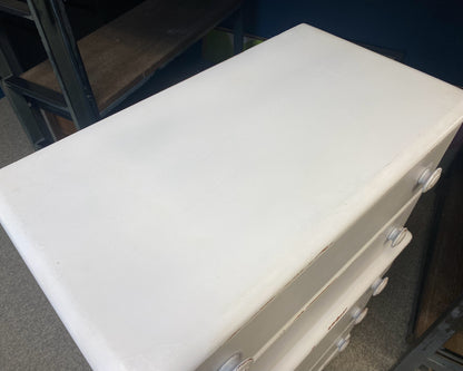 Ivory Distressed 5 Drawer Chest on Chest